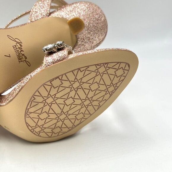 Jewel Badgley Mischka Size‎ 7 Ojai Pink Silver Jeweled Dress Sandals Heels Shoes - Picture 11 of 15
